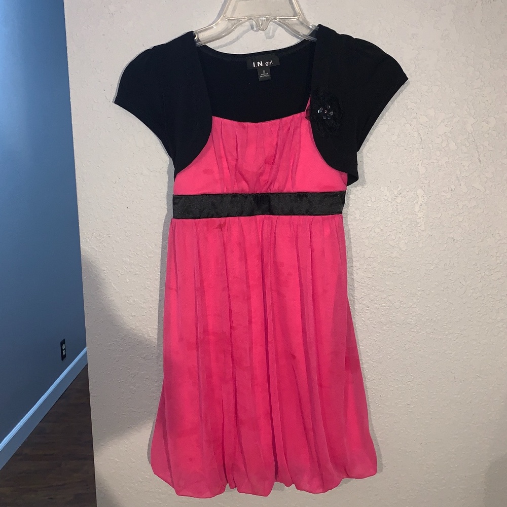 ADORABLE GIRLS BLACK AND PINK DRESS